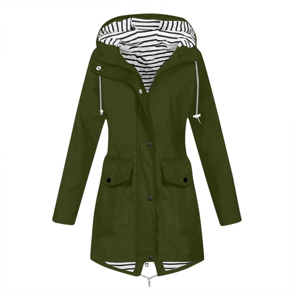 Luvrsol Plus Size Women's Rain Jacket Waterproof Hooded Coats Windproof Breathable Outdoor Hiking Raincoat S-3XL