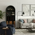 thumbnail image 3 of SESSLIFE 71 Inch Pantry Cabinet with Wine Rack and Glass Holder, Arched Black Design for Coffee Bar and Whiskey Corner, Freestanding Storage for Dining Room, Black Natural, 3 of 7