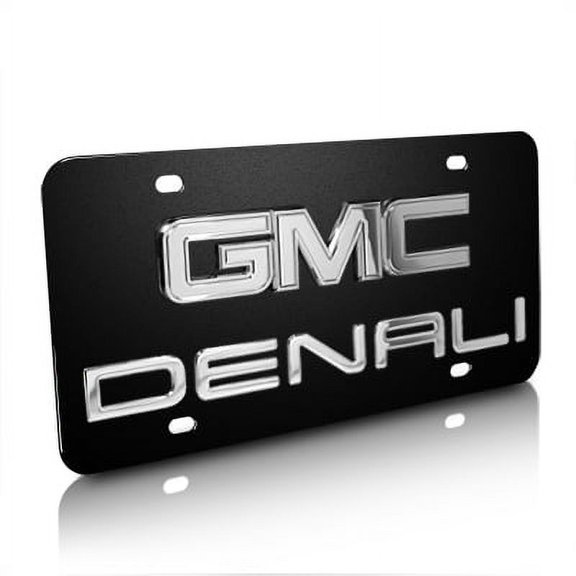 GMC Denali 3D Dual Logo Black Stainless Steel License Plate