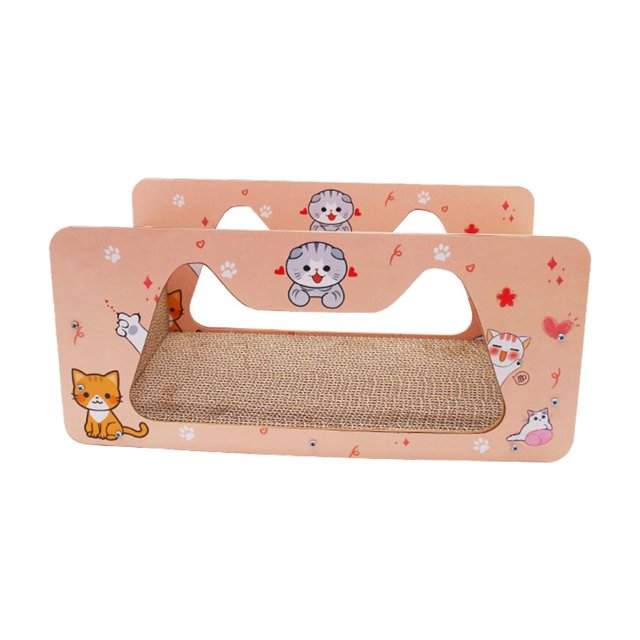 Planche à Gratter pour Chat Nid pour Chat Tapis à Griffer Protection de Meubles Carton Chat Rose