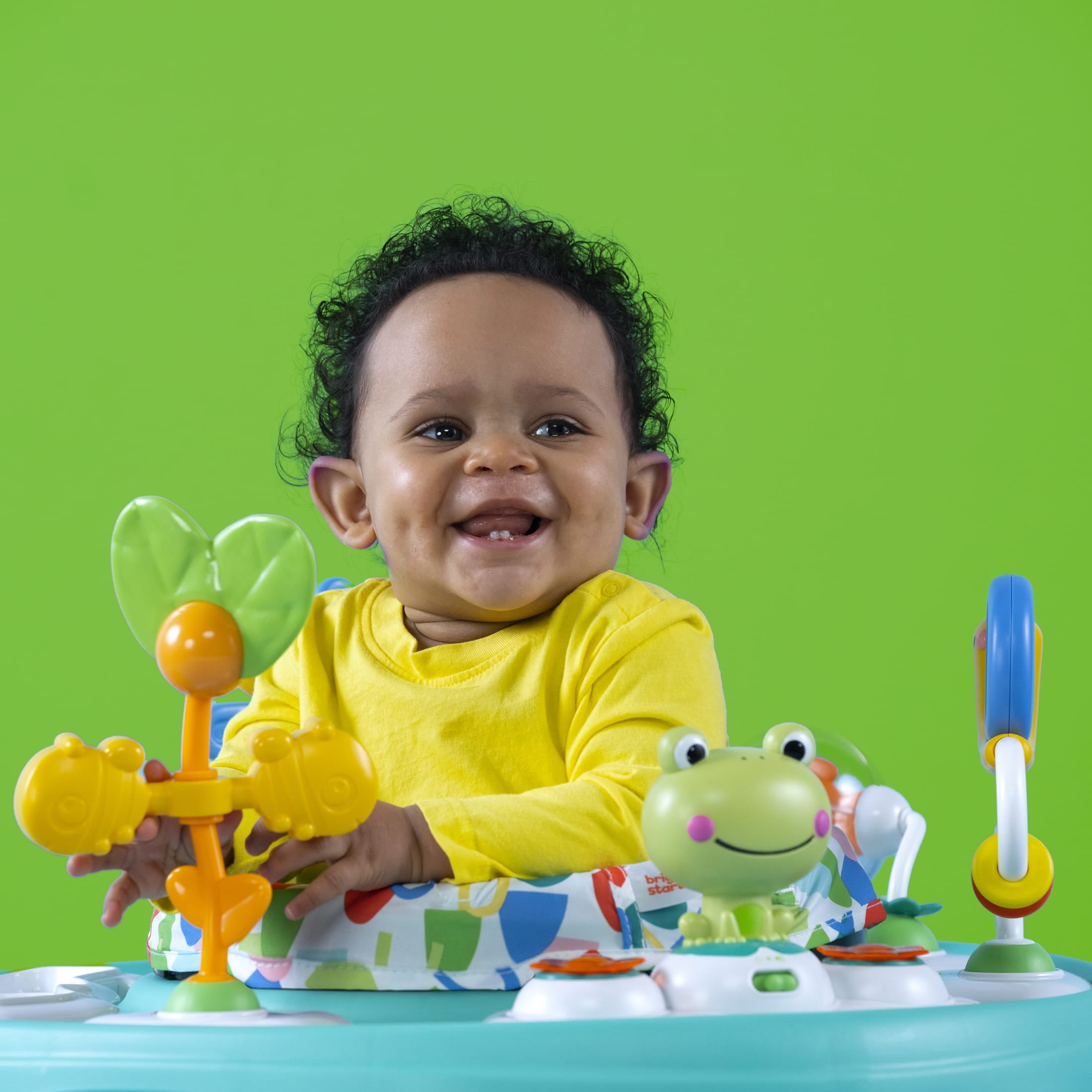 Bright Starts Bounce Bounce Baby 2-in-1 Activity Center Jumper & Table, Playful Pond, Green, Ages 6 Months and Up