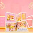 thumbnail image 4 of Casa DIY Casa de muñecas en miniatura Casa de muñecas de madera para bricolaje con muebles y LED Casa tipo loft rosa claro Juguete para niños Regalos creativos para niños mayores de 14 años Amigos Fam TOMSHOO Casa DIY, 4 of 7