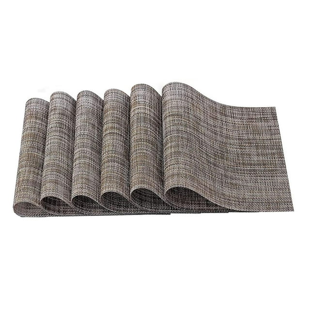 6 manteles individuales rectangulares resistentes al calor para mesa de interior, 30 x 45 cm Caqui