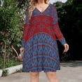 thumbnail image 2 of Japanese Style Boho Pattern Long Sleeve Sexy Dresses For Women Ladies Vintage Elegant Party Dress Oversized V-neck Dress, 2 of 7