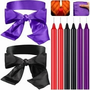 wonima66 8 Pcs Low Temperature Candles Silk Blindfold Romantic Long Thin Drip Wax Play Candles Satin Eye Mask Sleeping Covers Blindfolds for Couple(Purple, Black)