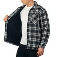 thumbnail image 5 of Alpine Swiss Mens Felix Fleece Lined Flannel Jacket Heavyweight Zip-Up Plaid Shirt Shacket Warm Winter Outerwear BKGY .XL, 5 of 7