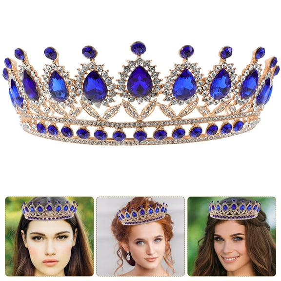 ETHZZLE Bridal Crown in Blue Alloy for Weddings and Special Occasions