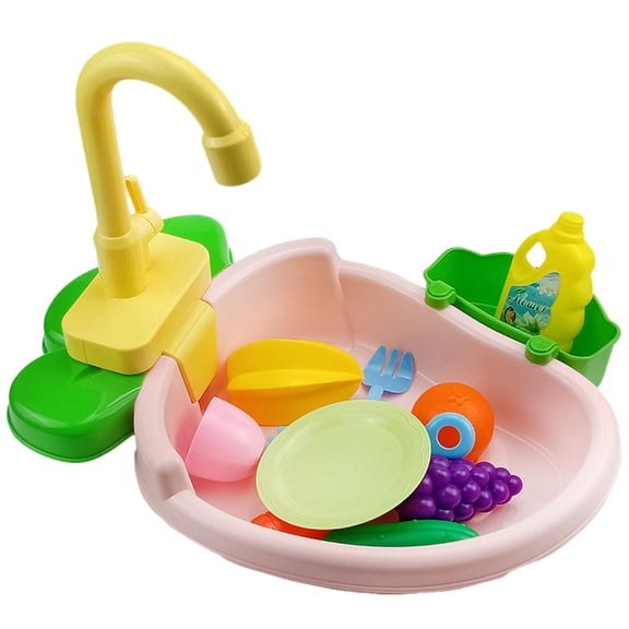 Bewildely Tiempo de juego seguro con cambio duradero de juguetes para fregadero de cocina, juguetes para fregadero de cocina para niños, regalo Juguetes Educativos rosa