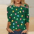 thumbnail image 7 of Jovrlynd Christmas Shirts Women Ugly Funny Cute Crewneck 3/4 Sleeve Tops Loose Holiday Graphic Tee, S-5XL, 7 of 7