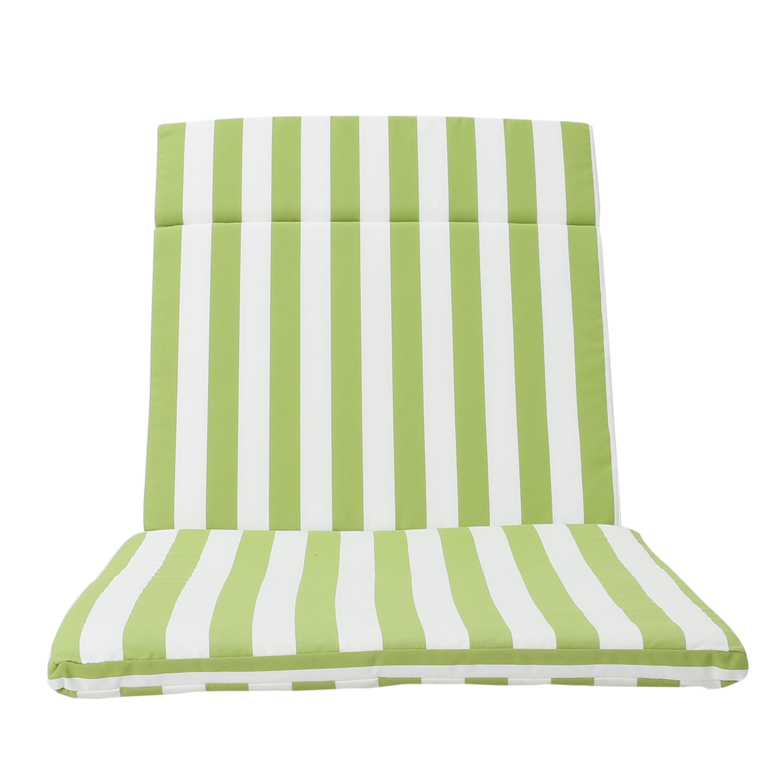 Anthony Outdoor Water Resistant Chaise Lounge Cushions, Set of 2, Green and White Strip