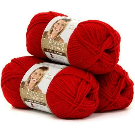UPC: 0842093102618 | Lion Brand Yarn Vanna s Choice Scarlet Basic Medium Acrylic Red Yarn 3 Pack