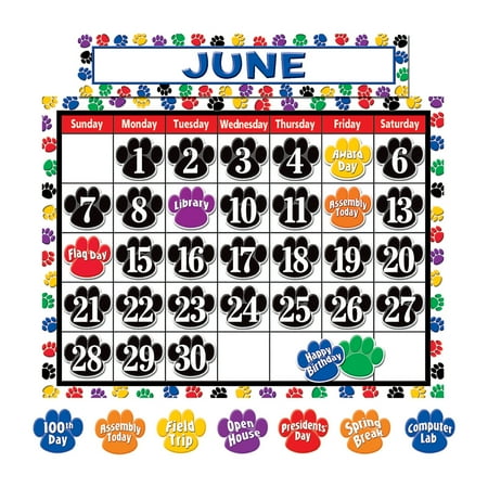 UPC: 0088231943280 | Teacher Created Resources Colorful Paw Prints Calendar Set
