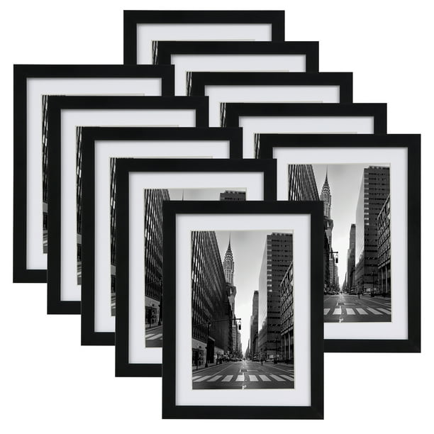 5x7 Picture Frame Set of 10, Matted to 4x6 Picture with Mat or Multi