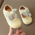thumbnail image 6 of Gpaecead Girls Mesh Bow Mary Jane Shoes Soft Sole Non Slip Faux Leather Princess Dress Shoes For Toddler, Yellow, 6 of 8