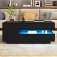 thumbnail image 3 of Noble House 37.4" Height-Adjustable Coffee Table with LED Light,Black, 3 of 8
