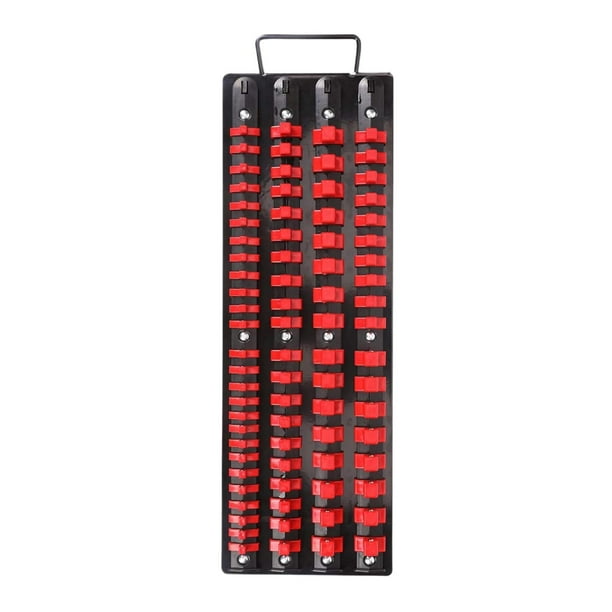 Bandeja organizadora de enchufes, soporte para enchufes de 1/4, 3/8 y 1/2 pulgada para colgar en la pared Rojo