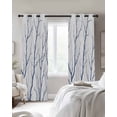 thumbnail image 2 of Navy Blue Branches Black Out Curtains 54 Inch Long, Short Curtains for Small Window, Modern Abstract Art Forest Silhouettes Room Darkening Window Curtains for Kitchen Bedroom 42"x54" 2 Panels, 2 of 8