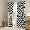thumbnail image 3 of Manfei Geometric Plaid Grid Black Out Curtains,Abstract Classic Checkerboard Curtains Pack of 2 (42x63 Each),White Black Check Bedroom Curtains For Boys Girls,Breathable Home Decor, 3 of 6