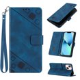 thumbnail image 1 of Feishell for Apple iPhone 13 6.1 inch Wallet Case with Wrist Strap,Flip Cover with Embossed Pattern PU Leather Kickstand Credit Card Slots Magnetic Clasp Folio Purse Phone Case,Blue, 1 of 7