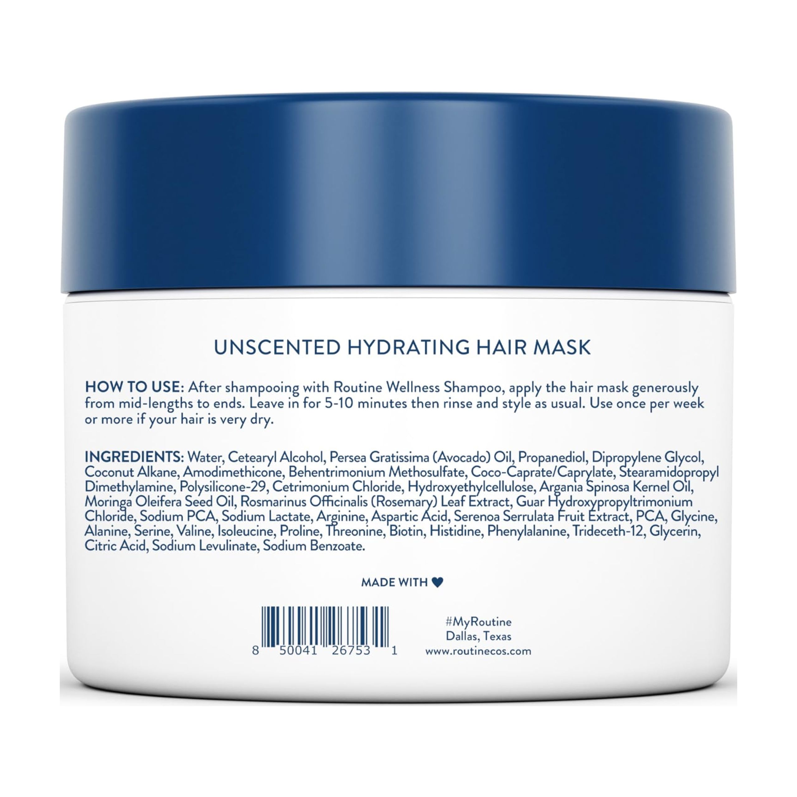 Routine Wellness Deep Conditioning Hair Mask for Dry Damaged Hair - Hydrating, Moisturizing Repair Treatment - Promotes Volume - 8 oz Unscented