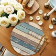 thumbnail image 2 of Blue Brown Beige Farmhouse Round Placemats for Dinning Tables, Heat-proof Braided Table Mats 13 Inch, Vintage Wood Washable Place Mat for Kitchen Restaurant Party Decor Supplies Table Setting, 2 of 9