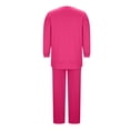 thumbnail image 4 of Ayolanni Womens Pajamas Sets 2 Piece Soft Long Sleeve Tops and Long Pants Pjs Homewear Silky Solid Loungewear Lounge Sets XL, 4 of 8
