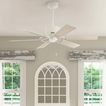 Restored Hunter Fan 52 inch Matte White Indoor Ceiling fan with Pull Chain and Reversible Blades for Bedroom, Living Room, Office, Basement, Kitchen, Dining Room (Refurbished)