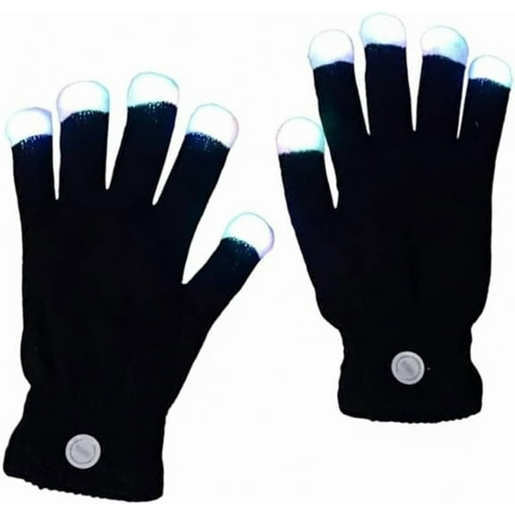 LED Party Gloves, Flashlight Gloves, 7-Color LED Party Gloves, Adult Light-Up Gloves, Flashing Gloves.