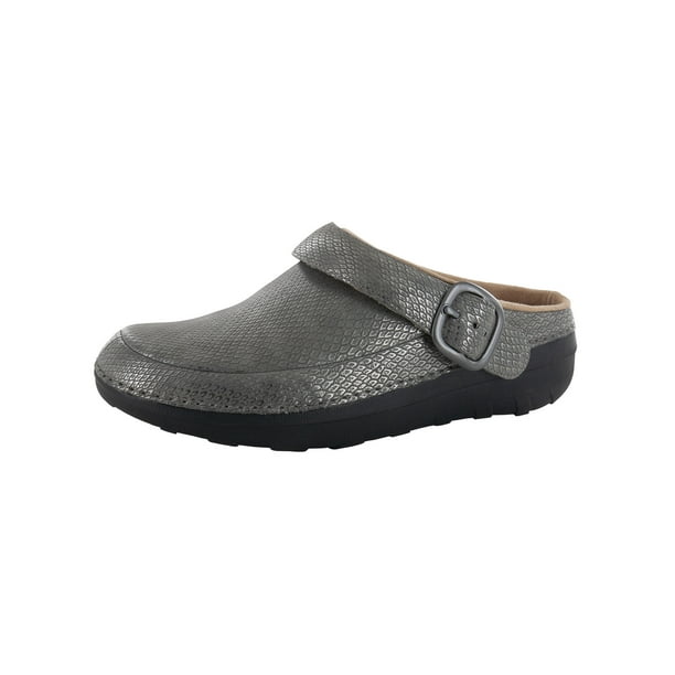 Fitflop Womens Gogh Pro Superlight Shimmersnake Clog Shoes, Pewter, US 6