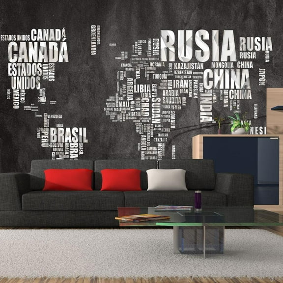 Tiptophomedecor World Map Wallpaper Wall Mural - Country Names In Spanish