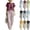 Wine, variant on Plus Size Two Piece of Outfits for Womens Round Neck Short Sleeve Pinstripe Pocket Elastic Waist Long Pants Sets,S,Black