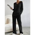 thumbnail image 2 of Women's Pajama Sets Long Sleeve Short Sleeve 2 Piece Lounge Sets Ribbed Knit Sweater Sleepwear, 2 of 14
