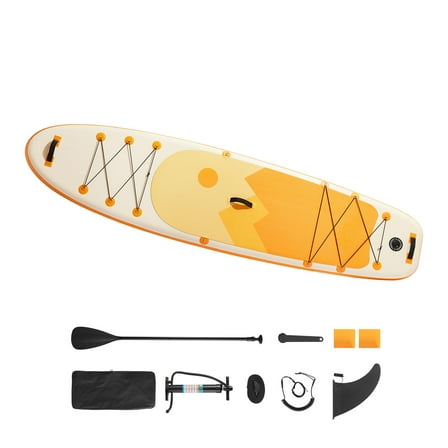 KFFKFF Inflatable Stand Up Paddle Board, 11.6' x 35" x 6" Wide Lightweight SUP, Complete Set with Pump, Paddle, Fin, Backpack, Ankle Leash, Strap, Non-slip Deck for Teens & Adults