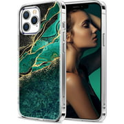 Compatible with iPhone 13 Pro Max Case Marble Glitter Gold Hard PC Back Soft Clear Edge Slim Cover Shockproof Scratch-Proof Protection Phone Case for iPhone 13 Pro Max 6.7 inch (Black Green)