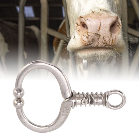 Bull Nose Ring, Stainless Steel Cow Cattle Bovine Nose Ring Clamp Pliers Ranch Farming Tool for Livestock