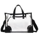 thumbnail image 1 of Bolsa de mano transparente aprobada por el estadio - Bolsa de viaje de PVC de gran capacidad con asas resistentes, diseño transparente elegante, ideal para eventos, trabajo y uso diario - 13 x 9,8 x 5, 1 of 5