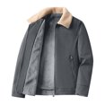 thumbnail image 5 of Herrnalise Men Casual Fashion Solid Turn-down Collar Zipper Padded Thermal Jacket Coat Gray, 5 of 5