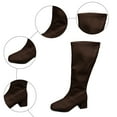 thumbnail image 6 of Rokment Knee High Boots for Women Fall Winter Fashion Leather Square Toe Chunky Block Mid Heel Slouchy Long Tall Dress Boots with Back Zipper Brown Size 7.5, 6 of 8
