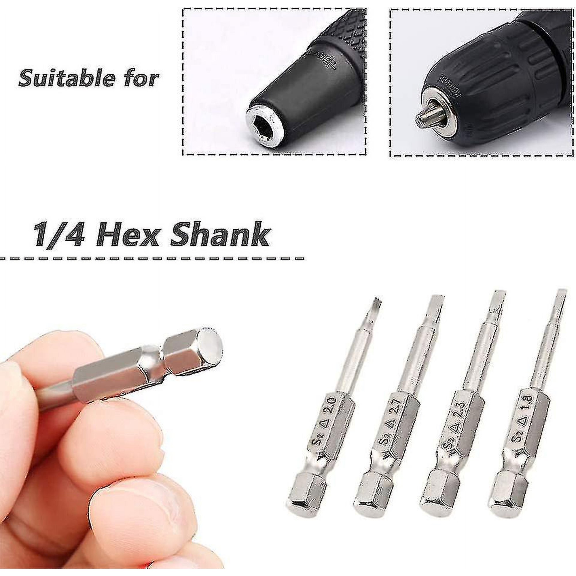Jeu De 5 Embouts Tournevis Tête Triangulaire Magnétique - Acier S2, Tige 1/4" (6.35mm) - Neuf