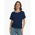 thumbnail image 3 of Womens Short Sleeve Boat Neck Side Shirring Dolman Drape Top, 3 of 6