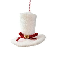 JeashCHAT Christmas Top Hat Ornaments, Christmas Tree Decorations, Top Hat Hanging Pendant with Bow and Bells, Xmas Holiday Party Decor