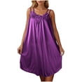 thumbnail image 5 of HomeGardon Nightgowns for Women,Summer Dresses Women's Short Sleeved Nightdress Imitation Silk Nightdress, 5 of 7