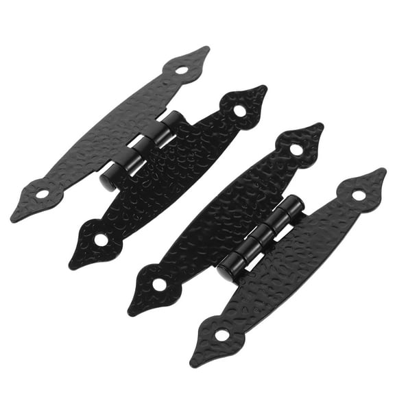 UPGRATOR 2Pcs Black Steel H-Shaped Hinge for Door Cabinet Furniture Replacement Easy to Install 11.8X1.6X0.2in