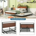 thumbnail image 4 of Bellemave Platform Bed Frame Full, Modern Bed Frame with Twin Size Trundle, Usb Ports and Storage Shelf, Metal Full Size Bed Frame with Headboard, Noise-Free, No Box Spring Needed(Black), 4 of 10