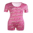thumbnail image 4 of Body pour Femmes Manches Longues Col en V Profond Bodycon Extensible Justaucorps Bouton Court Pyjama Rose TG, 4 of 5