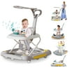 FACNOATIHN 6-in-1 Baby Walker, Foldable Push Walker with Musical Activity Station, 6-24 Months, Gray