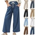 thumbnail image 2 of Oksale Petite Sweatpants for Women Wide Leg Loose Comfy Pants with Pockets and Drawstring Waisted Elastic Trousers Black S, 2 of 6