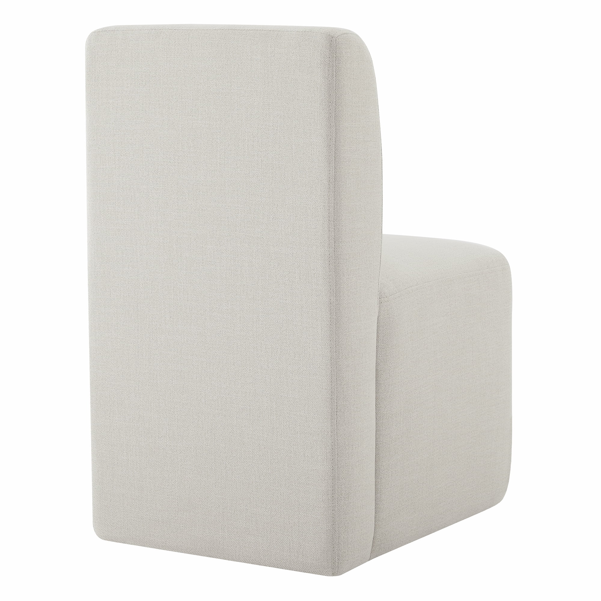 Spruce & Spring Upholstered Dining Chairs with Hidden Casters Set of 2, Linen & Cognac Brown