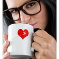 thumbnail image 2 of 3drose, White Witch on a Broomstick. Red Heart, Contrail, White Backdrop, 11oz Two-tone Black Mug, 2 of 6