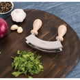 thumbnail image 3 of Fante’s Aunt Marisa’s Double Mezzaluna Rocking Knife, Stainless Steel Twin 5.5-Inch Blades, For Fast Chopping, Mincing, Everyday Meal Prep, And Entertaining, 3 of 4